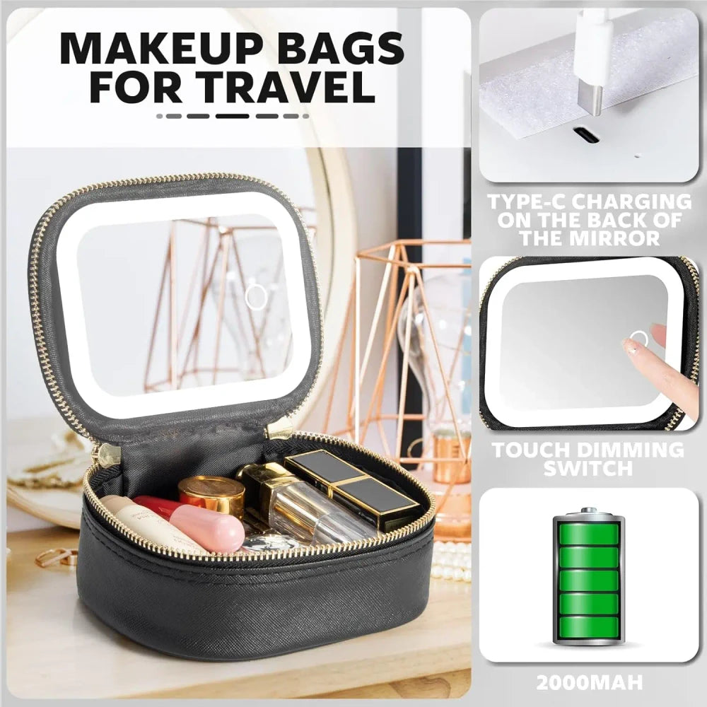 Portable LED Travel Makeup Case